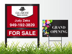Yard Signs Custom Yard signs for For Sale, For Lease, Garage Sale, Directional Signs and everything else that needed a short term signage solution. Custom sizes and Stakes are available.