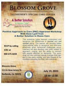 Positive Approach to Care (PAC) Approved Workshop. ...