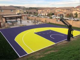 Basketball Court Construction in Lakers Colors!