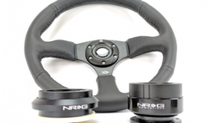 NRG Steering Wheel Combo: The NRG Innovations racing steering wheel, short hub and quick release all together in one package deal.