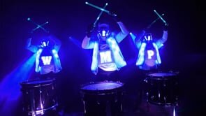 Unlimited branding and messaging opportunities, fusing modern-day electronica, edgy DMX-LED costuming, and visually impactful laser FX drumming