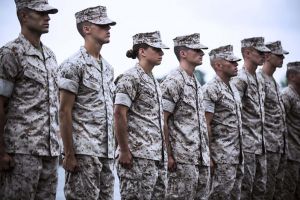 Marines standing in formation.