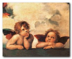 Sistine Madonna Cherubini Two Little Angels By Raphael Picture Art Print Poster (16x20)
