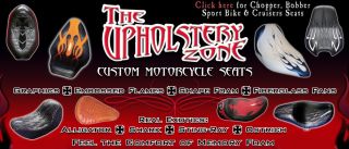 Click Here to View Chopper, Bobber, Sport Bike, Cruiser Custom Seats by The Upholstery Zone
