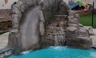 swimming pool with waterfall in Victorville Ca