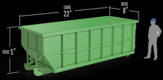 30 yard roll off dumpsters hold about 12 pick up trucks of waste material. They are most often used for projects like new home constructions, large home additions, siding or window replacements for a small to medium sized house, or garage/basement demolition.