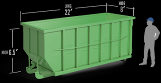 40 yard roll off dumpsters hold approximately 16 pick up trucks of waste material. They’re often used for large projects like commercial clean outs, window replacement or siding for a large home, large home renovations, large construction projects, or large commercial roofing projects.